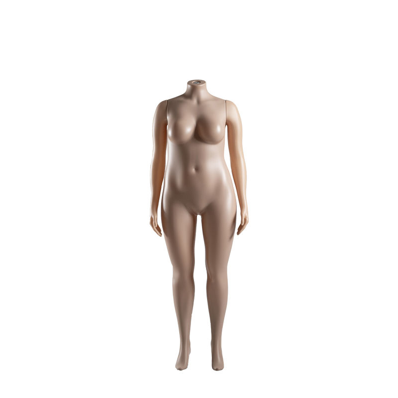 Hoofdloze dikke vrouwelijke volkoren mannequin huidkleur met natuurlijke kromme