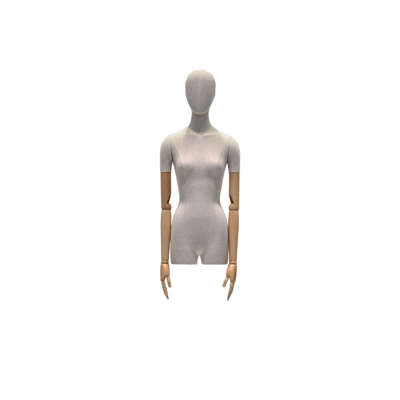 Bamboe jute stoffen halfbody vrouwelijke etalagepop voor de presentatie van pakken en uniformen